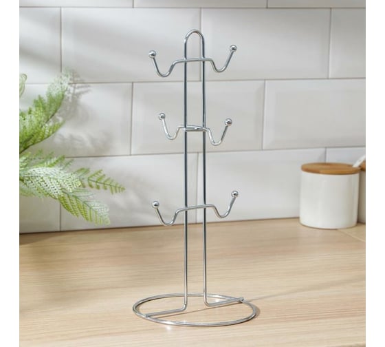 Изображение товара Сушилка для кружек Доляна 6 крючков 13,5х13,5х30 см 673824