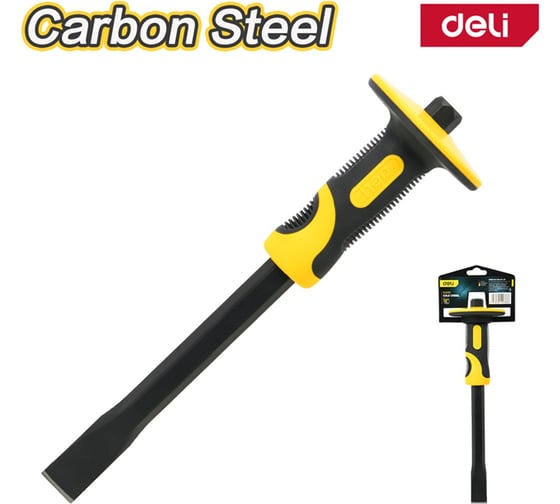 Изображение товара Зубило плоское Deli с протектором DL6312 18x25x300мм, двухкомпонентная рукоять 179585