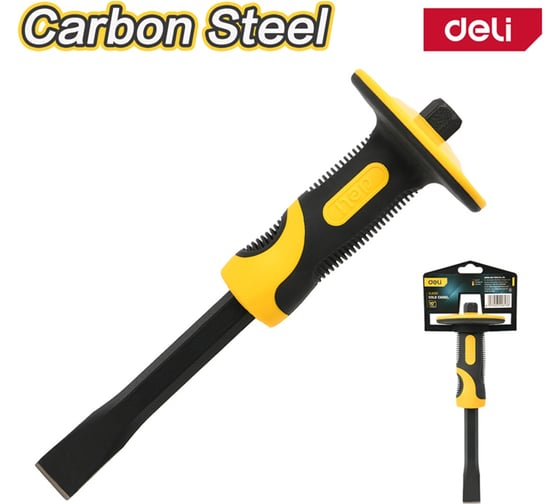 Изображение товара Зубило плоское Deli с протектором DL6310 16x22x240мм, двухкомпонентная рукоять 179584