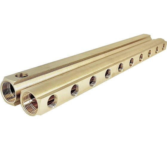 Изображение товара Коллектор латунный Апогей КЛА 2510.050-2 DN25 ВР1 м/о 50мм ВР1/2 2-е исполнение на 10 выходов 422021