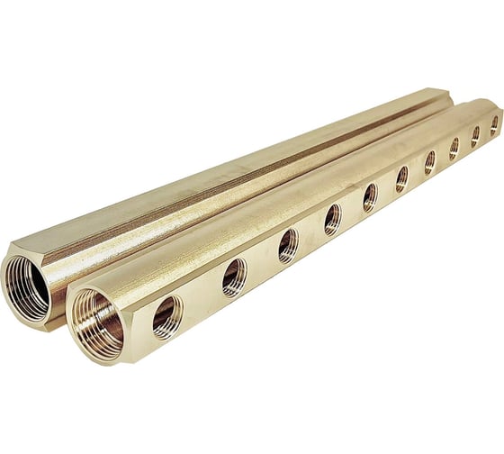 Изображение товара Коллектор латунный Апогей КЛА 2510.050-1 DN25 ВР1 м/о 50мм ВР1/2 1-е исполнение на 10 выходов 422009