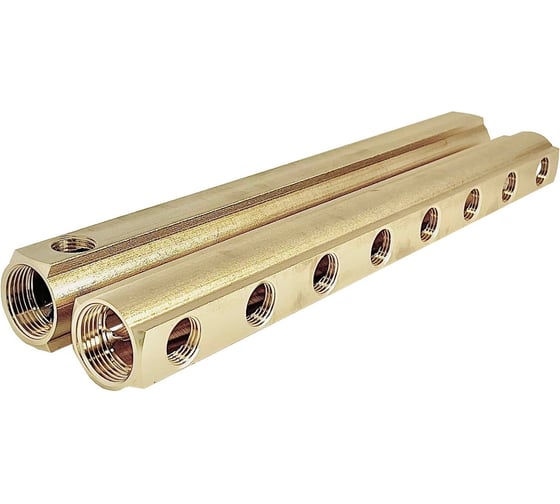 Изображение товара Коллектор латунный Апогей КЛА 2508.050-2 DN25 ВР1 м/о 50мм ВР1/2 2-е исполнение на 8 выходов 422019