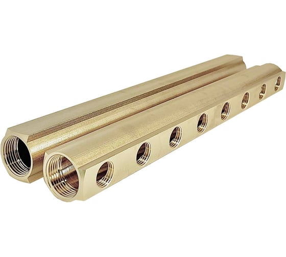 Изображение товара Коллектор латунный Апогей КЛА 2508.050-1 DN25 ВР1 м/о 50мм ВР1/2 1-е исполнение на 8 выходов 422007