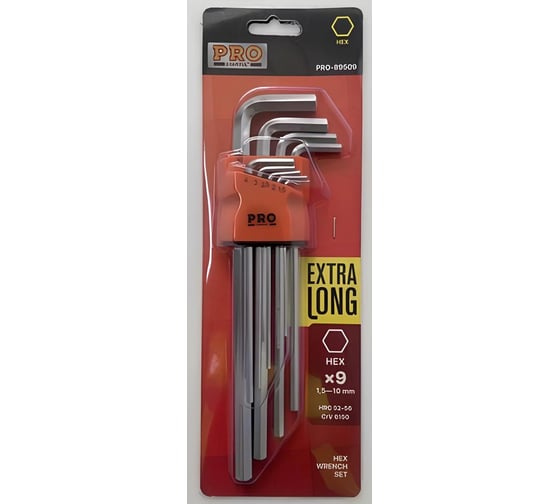Изображение товара Набор ключей шестигранных STARTUL 1,5-10мм 9шт экстрадлинные PRO PRO-89509