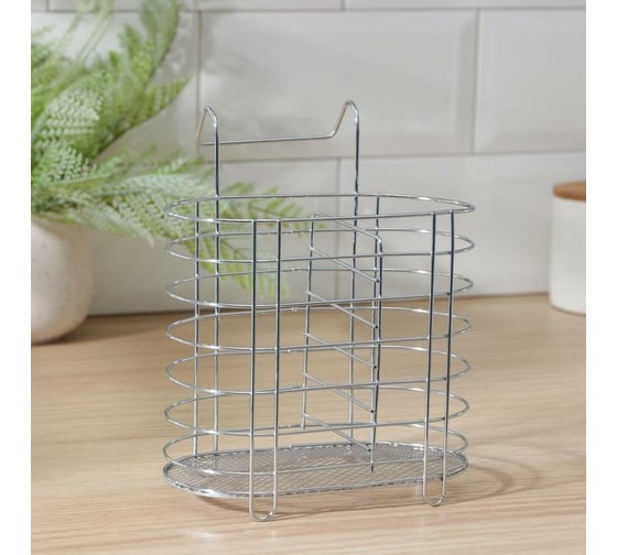 Изображение товара Подвесная сушилка для столовых приборов Доляна d = 1,5 см, 16,5х15,5х12 см, цвет хром 673806