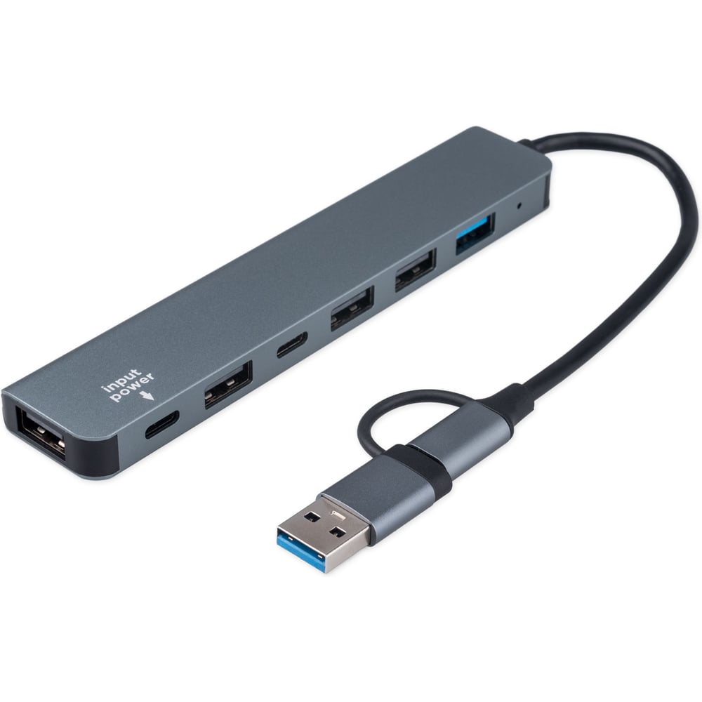 Изображение товара Разветвитель Gembird USB3.0 / 2.0 с портом Type-C и доп.питанием 7USB
