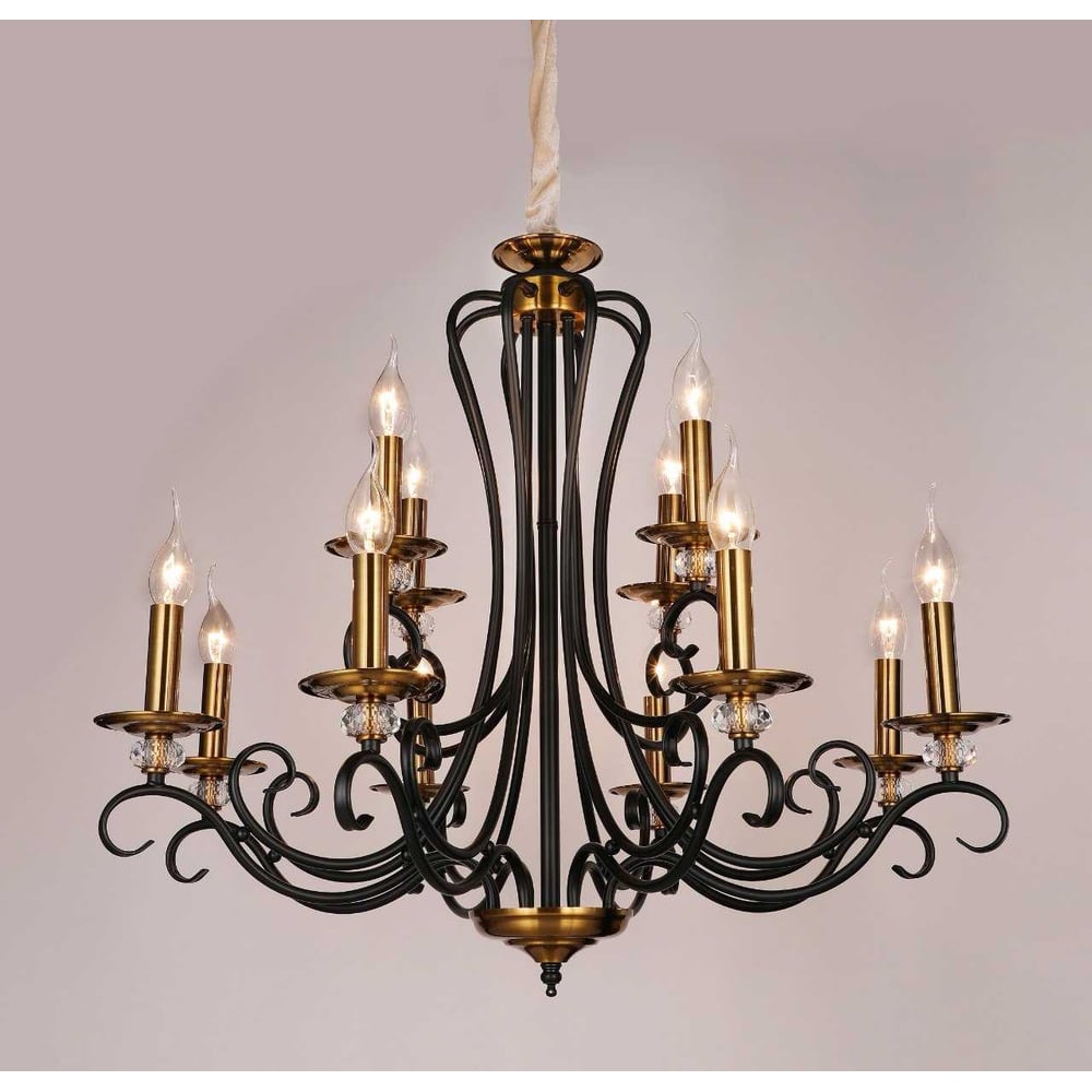 Изображение товара Подвесная люстра Мелодия Света PL2909-12 BK+AB стиль минимализм с 12 лампами