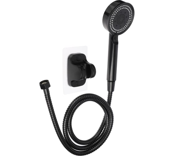 Изображение товара Набор для душа СоюзКран лейка 90 мм, 5 режимов, шланг 150 см, держатель, черный 545-068