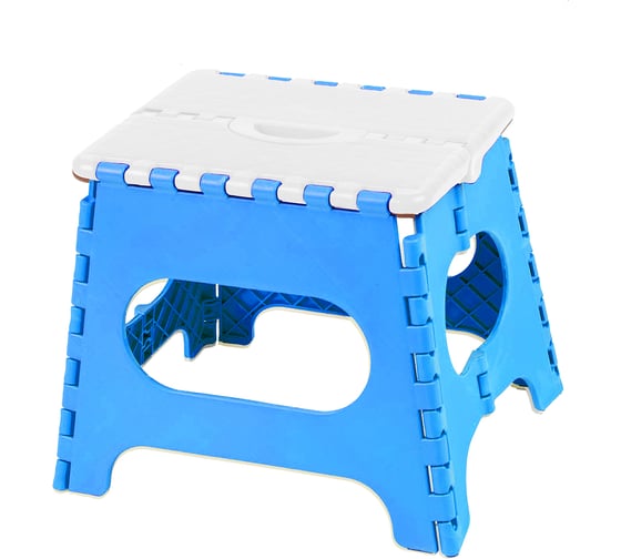 Изображение товара Табурет складной пластиковый BEFAST средний, белый/голубой ТСПСБГ1S