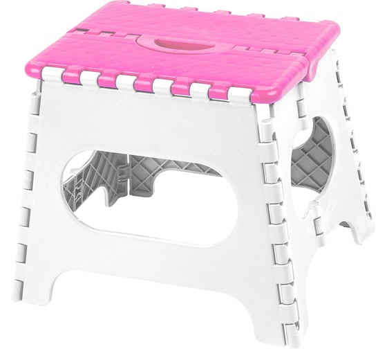 Изображение товара Табурет складной пластиковый BEFAST средний, белый/розовый ТСПСБР1S