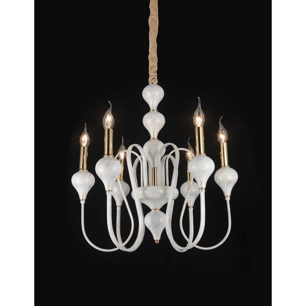 Изображение товара Подвесная люстра Мелодия Света PL1075-6 WT+GD минимализм стиль белое золото