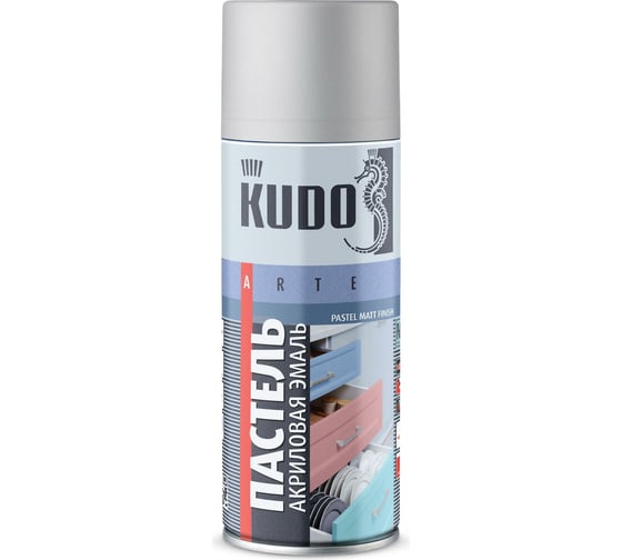 Изображение товара Аэрозольная краска в баллончике KUDO быстросохнущая акриловая универсальная пастельная серая KU-A105