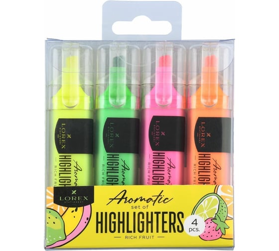 Изображение товара Набор ароматизированных текстовых маркеров LOREX RICH FRUIT 1-3,5 мм скошенный 4 цвета LXTMA-RF4
