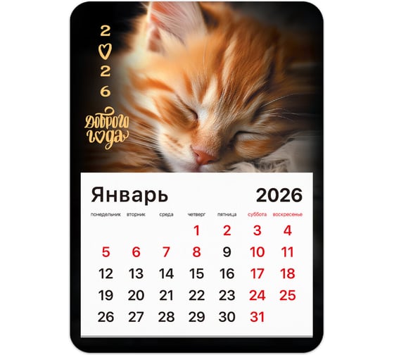 Изображение товара Календарь отрывной BRAUBERG на магните 2026, 130x180мм, склейка, Котик 117289
