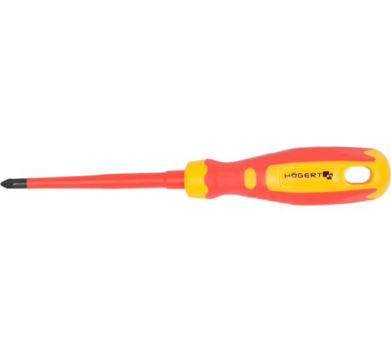 Изображение товара Изолированная крестовая отвертка HOEGERT TECHNIK PZ2, 100 мм, 1000 V, сталь CrMo HT1S969