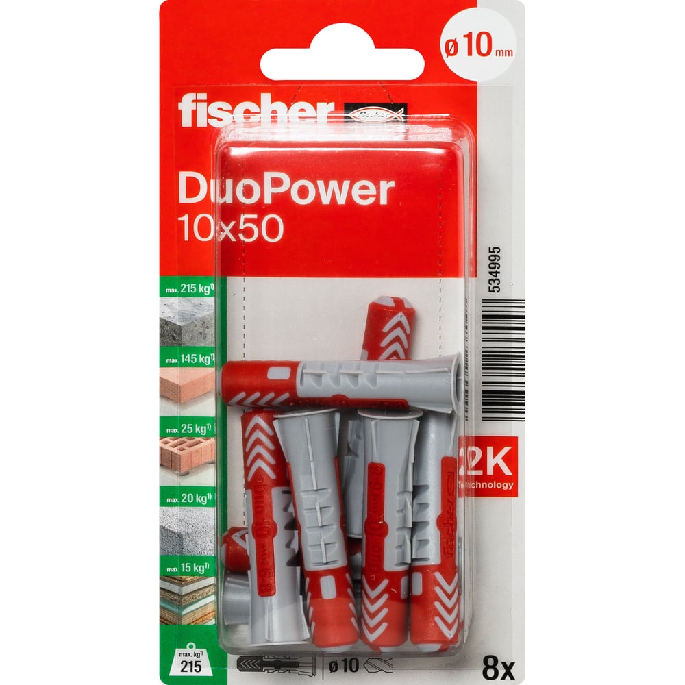 Изображение товара Дюбель Fischer DUOPOWER 10x50 K NV 534995 для универсальных креплений