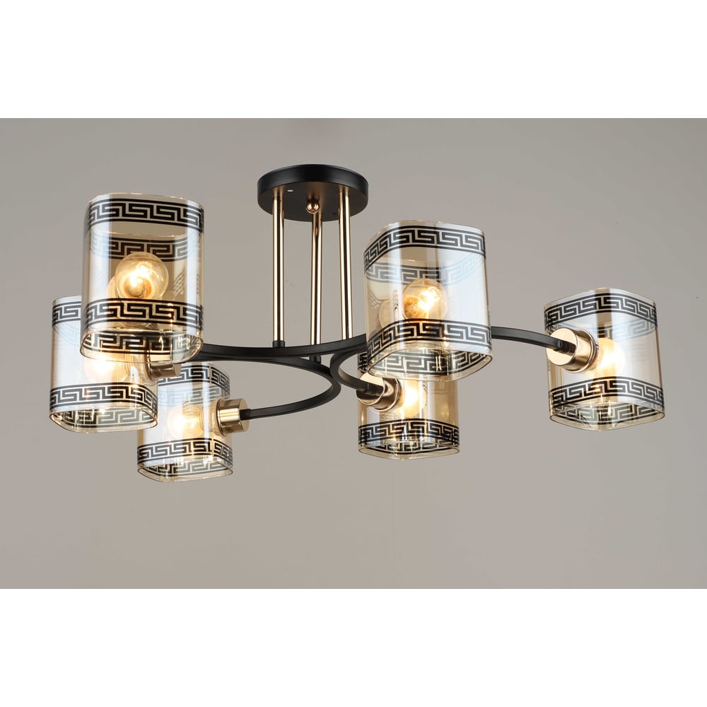 Изображение товара Потолочная люстра Мелодия Света SL8081-6 BK+AB стиль неоклассика диаметр 74 см