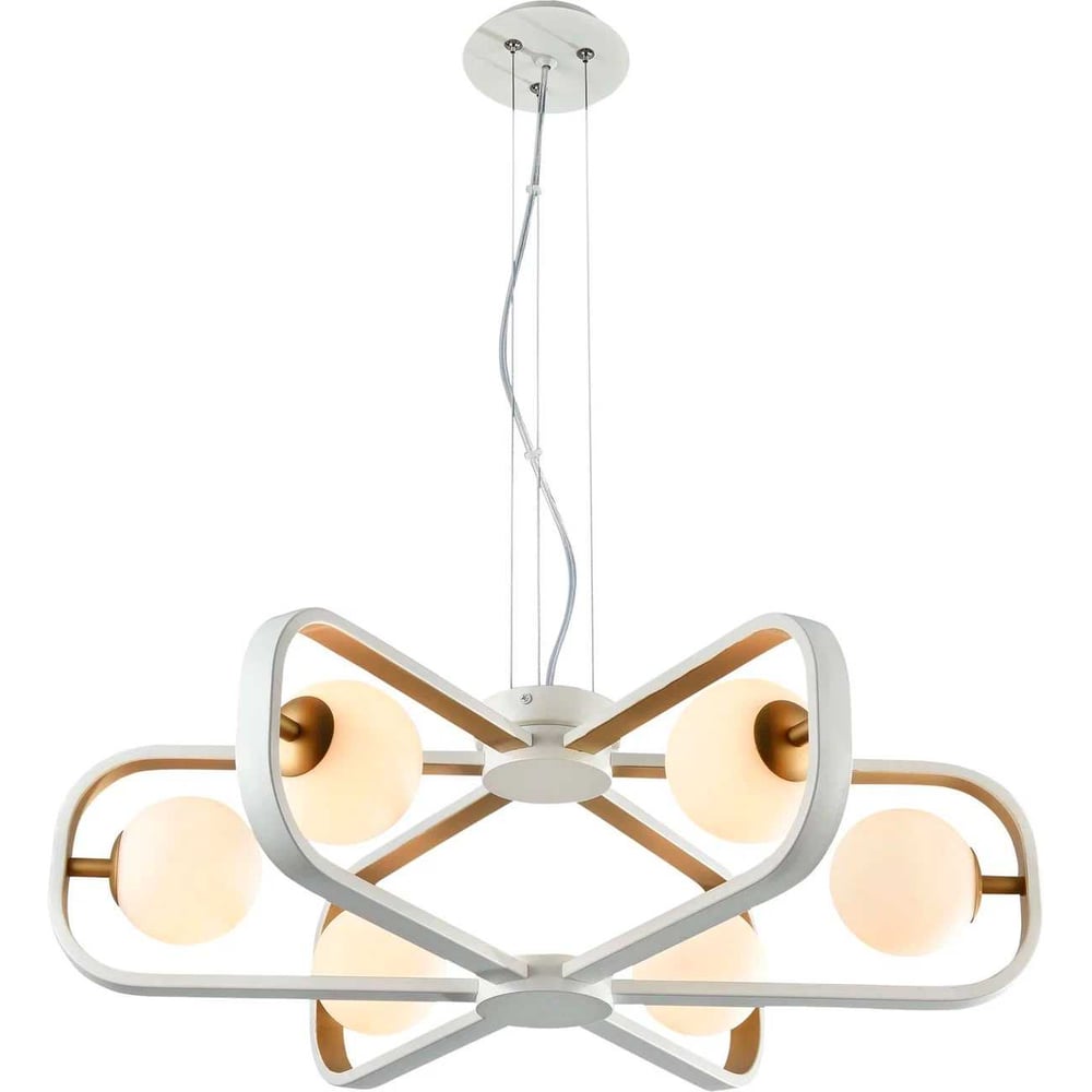 Изображение товара Потолочная люстра Мелодия Света SL8170-6 с 6 лампами стиль модерн бело-золотая