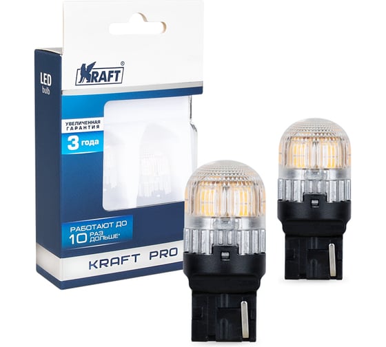 Изображение товара Светодиод KRAFT T20 W21W (W3x16d) 10-30v (white) Pro (2 шт. Европодвес) KT 700267