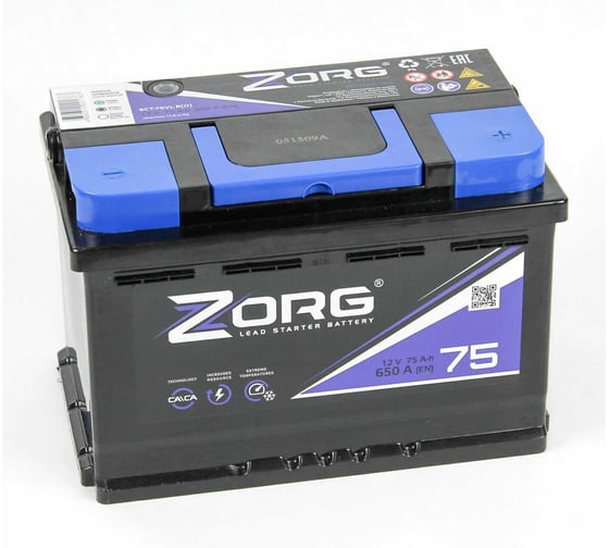 Изображение товара Аккумулятор ZORG 6СТ-75.0 075 270