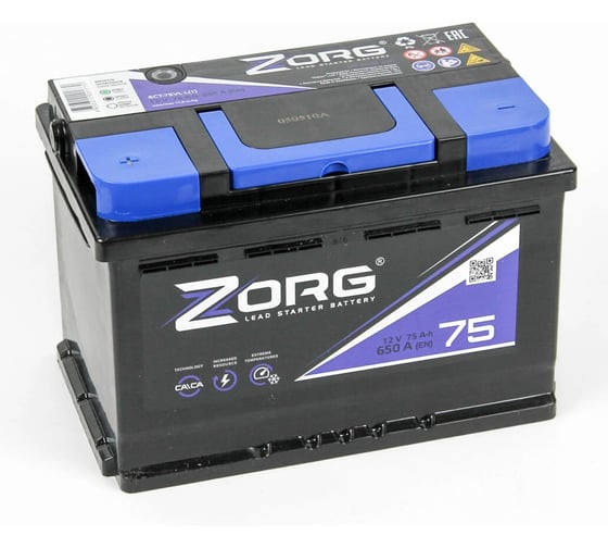 Изображение товара Аккумулятор ZORG 6СТ-75.1 075 271