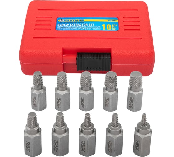 Изображение товара Головки-экстракторы для извлечения поврежденных болтов/гаек Partner набор 10 предметов PA-909U1(65784)