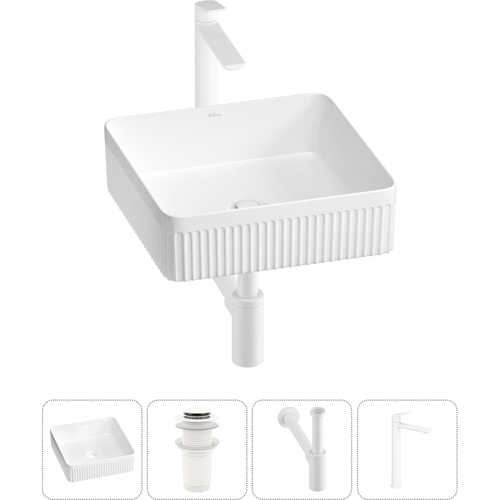 Изображение товара Набор Wellsee 4 в 1 Festive Fox 2.0 накладная раковина 36x36 см белый фарфор