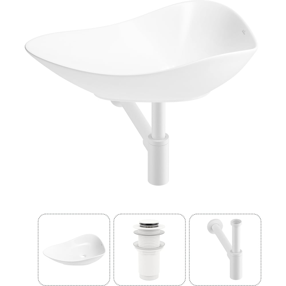 Изображение товара Накладная раковина из фарфора Wellsee Nexus Flex 60x42 см с сифоном