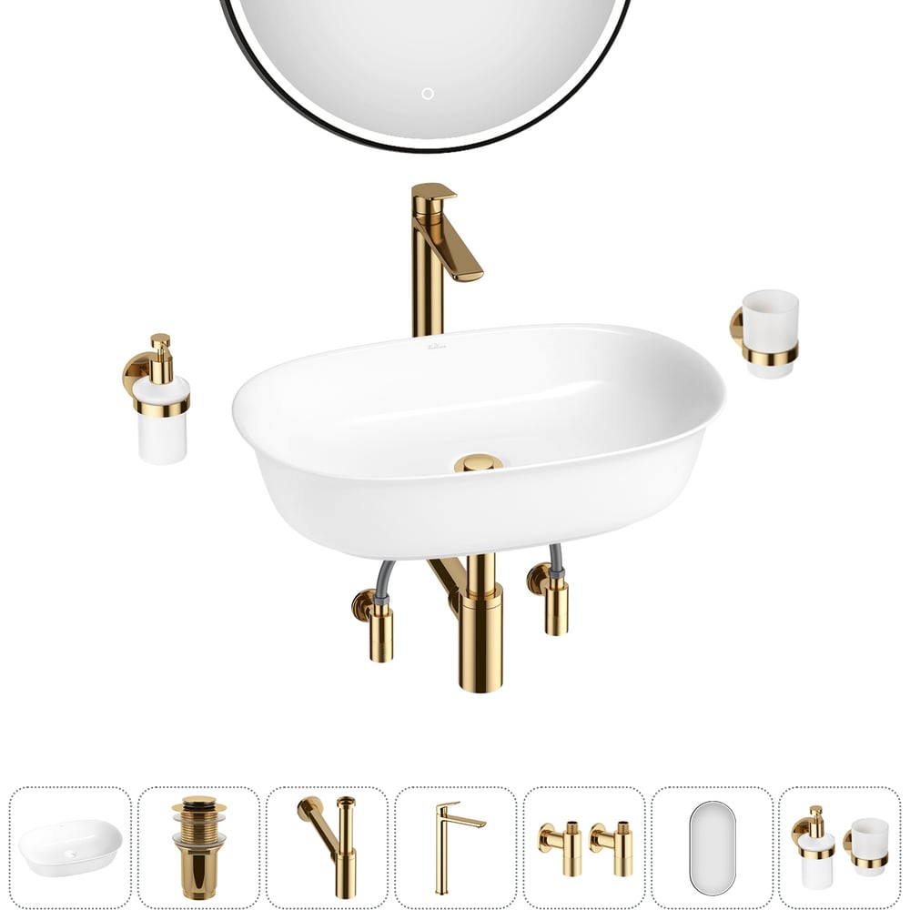 Изображение товара Набор Wellsee 7 в 1 Brillant iCon накладная раковина 60x40 см белый