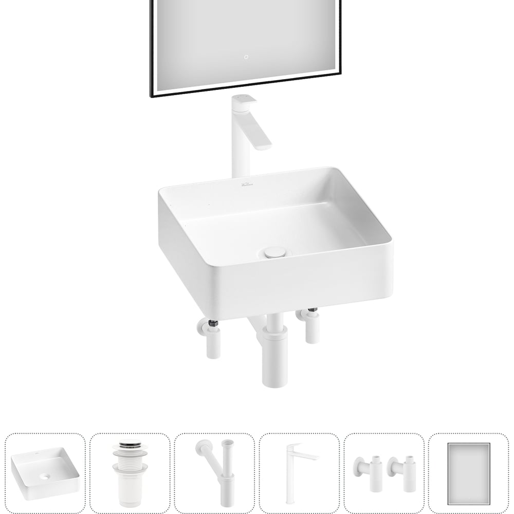 Изображение товара Wellsee 6 в 1 FreeDom 2.0 накладная раковина 36x36 см белый фарфор современный стиль