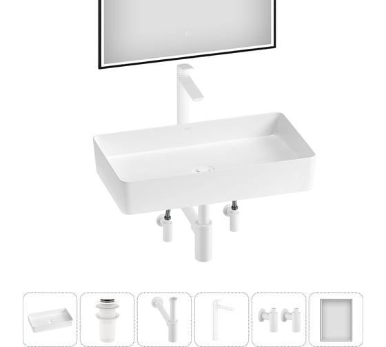 Изображение товара Набор Wellsee 6 в 1 FreeDom 2.0 накладная раковина 60x34 см 3230050 20217934R