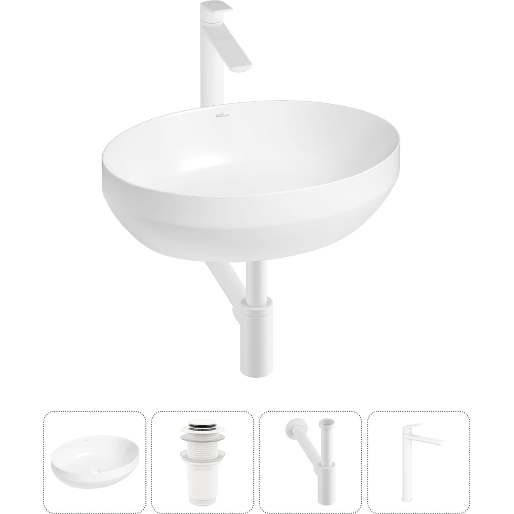 Изображение товара Накладная фарфоровая раковина Wellsee 4 в 1 Air Gap R 50x36 см белая
