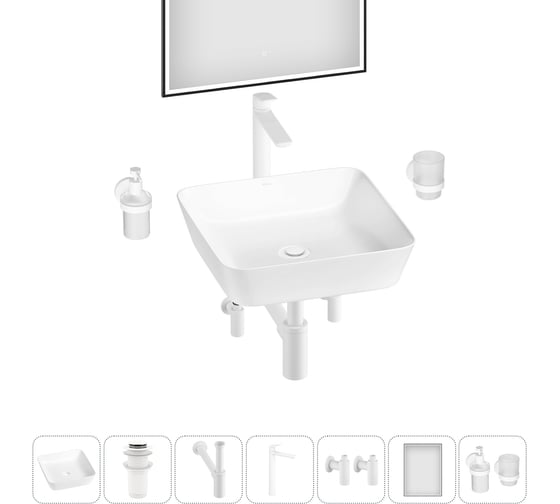 Изображение товара Набор Wellsee 7 в 1 Cromulent накладная раковина 44x44 см 318002000 20218994R