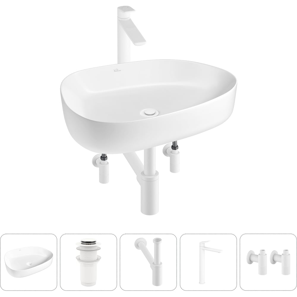 Изображение товара Накладная раковина Wellsee Belle Spa 3.0 белый фарфор современная 55x40 см