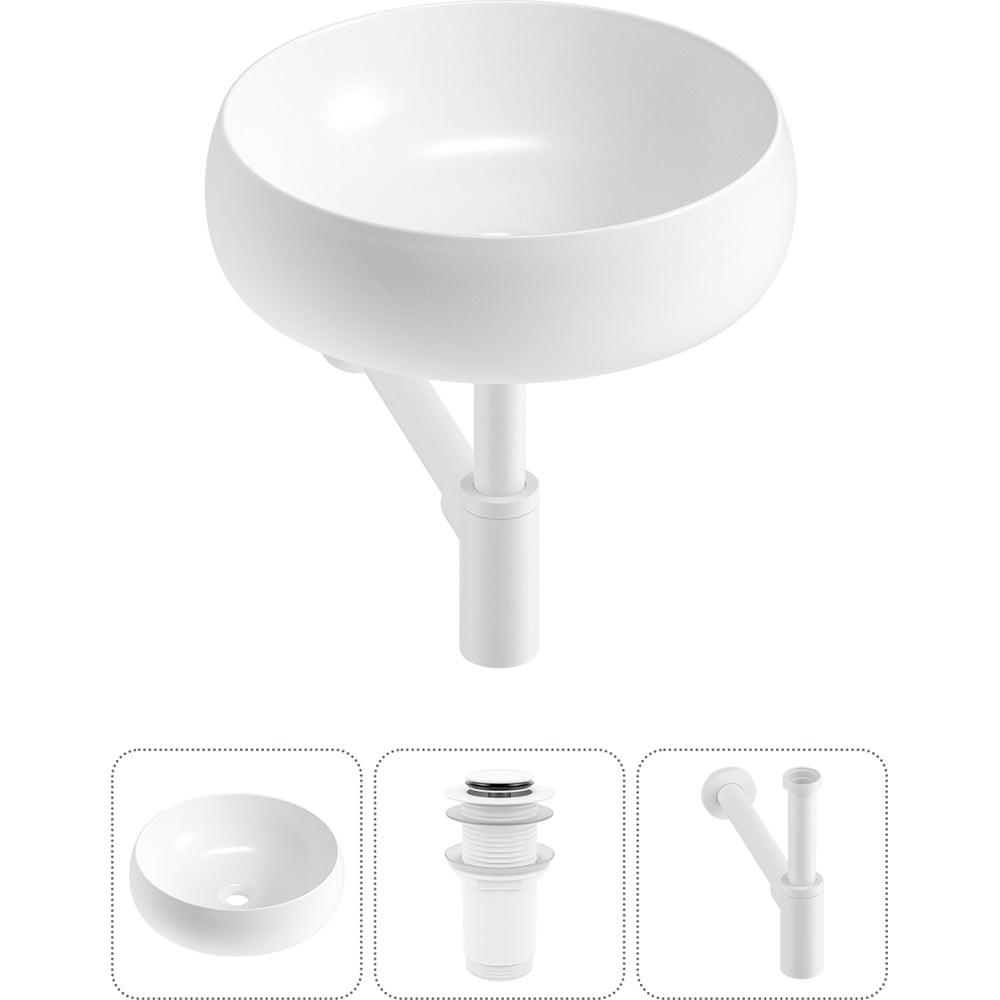 Изображение товара Комплект Wellsee 3 в 1 Lavinia Boho накладная раковина 36 см с сифоном