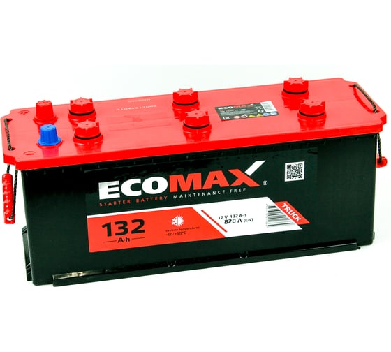 Изображение товара Аккумулятор EcoMax 6СТ-132.3 евро конус 131 121 3