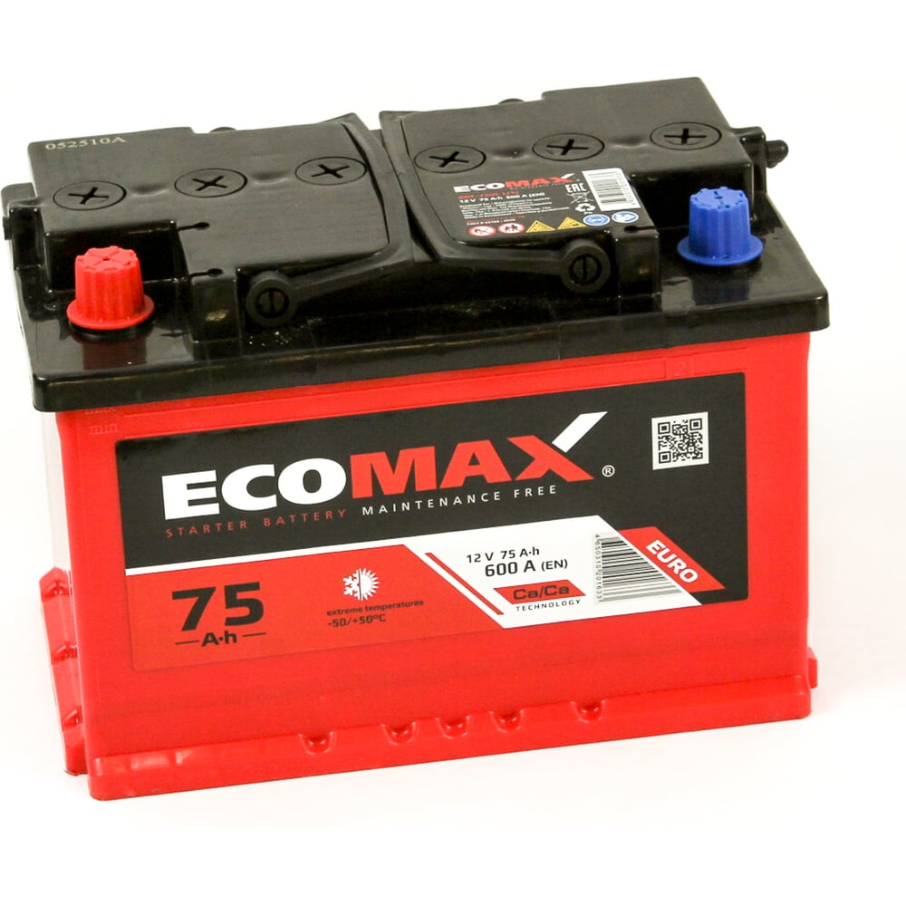 Изображение товара Аккумулятор EcoMax 6СТ-75.1 074 311 75 А*ч 12 В промышленные и автомобильные аккумуляторы