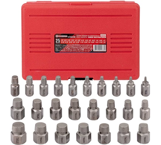 Изображение товара Головки-экстракторы для извлечения поврежденных болтов/гаек Forcekraft набор 25 предметов FK-630025B(65761)