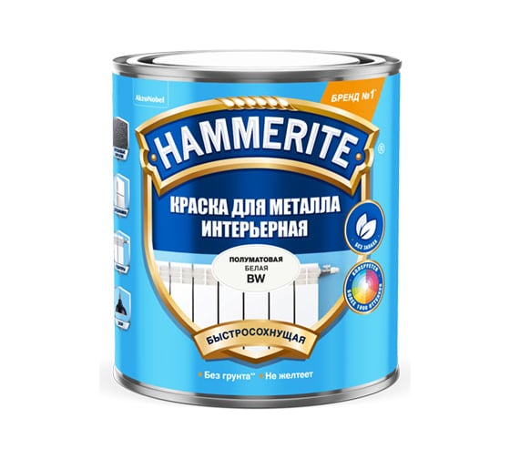 Изображение товара Краска для металла HAMMERITE интерьерная база под колеровку, база BW белая, 0,9 л 5588416