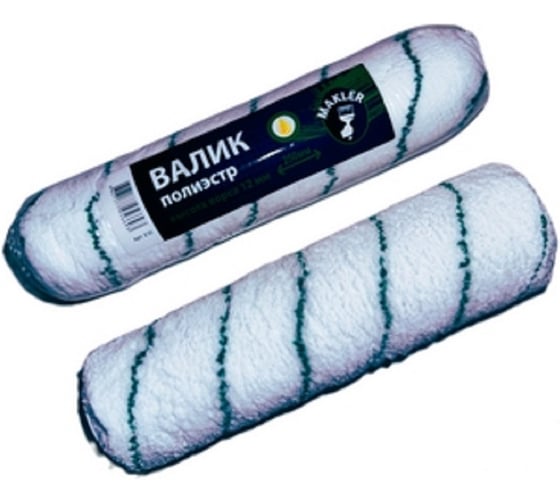 Изображение товара Валик MAKLER полиэстер с зеленой полосой высота ворса 12 мм, под стандартную ручку 8 мм E10