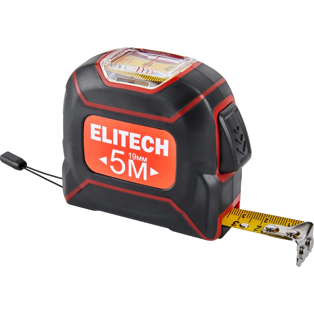 Изображение товара Рулетка Elitech 310501 5м, металлическая лента, желтая, полупрофессиональная