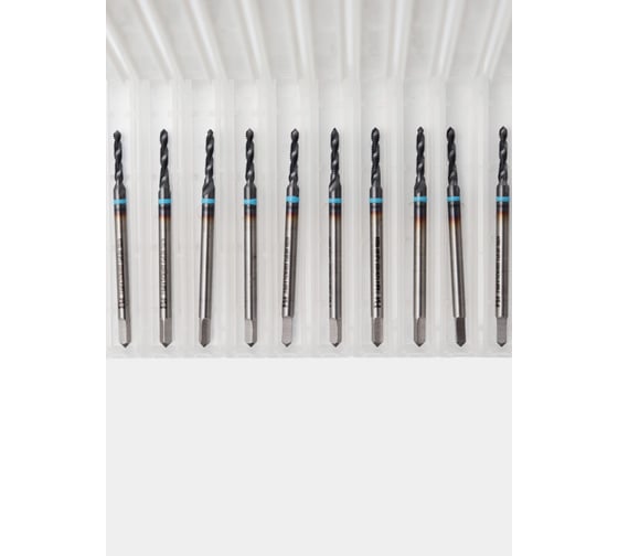 Изображение товара Метчик с винтовой канавкой РОСИНСТРУМЕНТ 10шт: глухой М 2,0x0,4 HSS-Со5 TiCN DIN371 76624UP