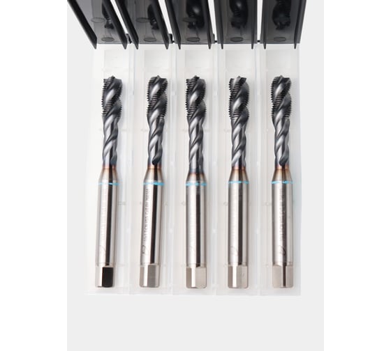 Изображение товара Метчик РОСИНСТРУМЕНТ 5 шт,  с винтовой канавкой, глухой М 10x1,0 HSS-Со5 TiCN DIN374 766101UP