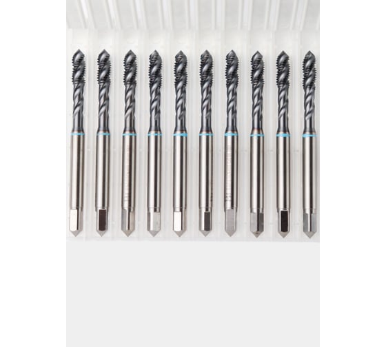 Изображение товара Метчик с винтовой канавкой РОСИНСТРУМЕНТ 10шт: глухой М 6x1,0 HSS-Со5 TiCN DIN371 76661UP