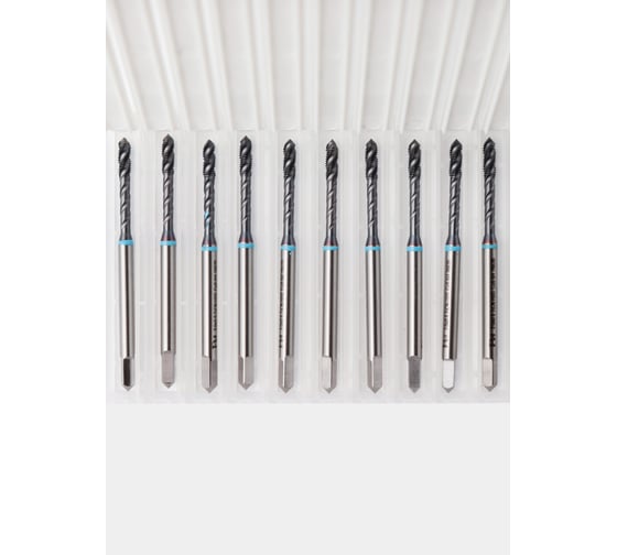 Изображение товара Метчик с винтовой канавкой РОСИНСТРУМЕНТ 10шт: глухой М 3x0,5 HSS-Со5 TiCN DIN371 76635UP