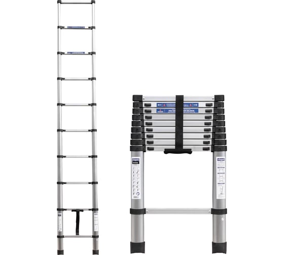 Изображение товара Лестница телескопическая Scheppach алюминий, бытовая, 2.9 м (10 ступеней) Sch-UP290(65696)