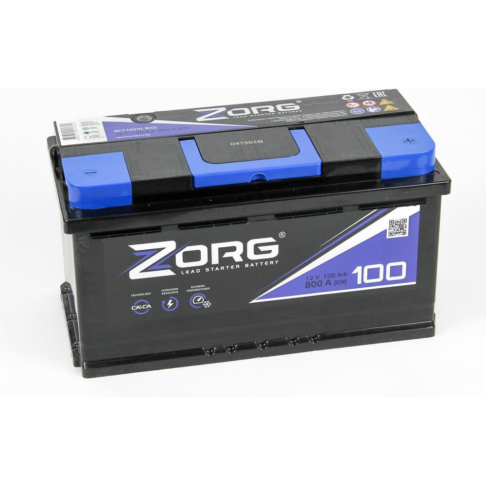 Изображение товара Аккумулятор ZORG 6СТ-100.1 для автомобилей с емкостью 100 А*ч