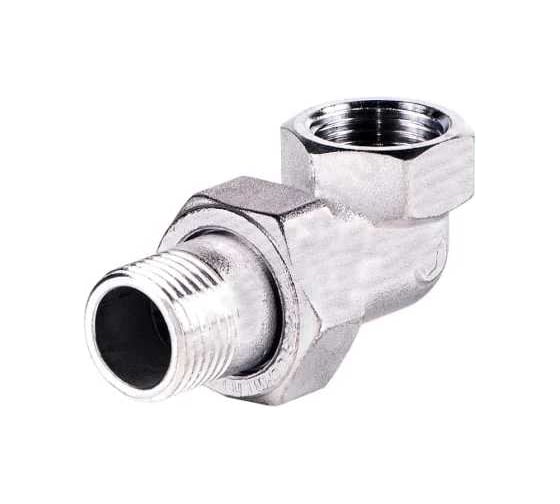 Изображение товара Угловой фитинг для стальной трубы (американка) Giacomini из 3 частей, 3/4, ВР-НР, хромированный GIA R19X004