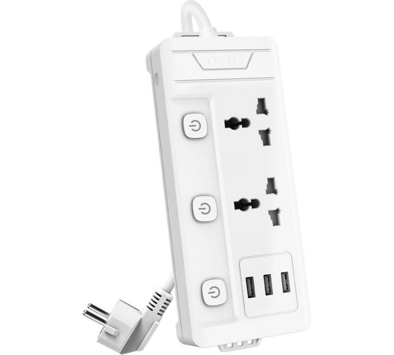 Изображение товара Сетевой фильтр универсальный Deli ET409 2 розетки + 3USB, 2 м 180717