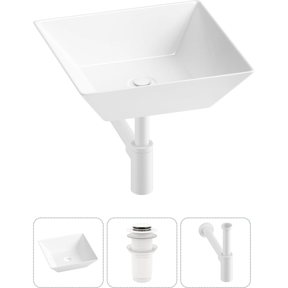 Изображение товара Накладная раковина для ванной Wellsee 3 в 1 Lavinia Boho белый фарфор 420x420 мм